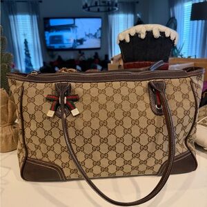 Gucci Beige and Brown GG Canvas Tote - 100% Authentic!